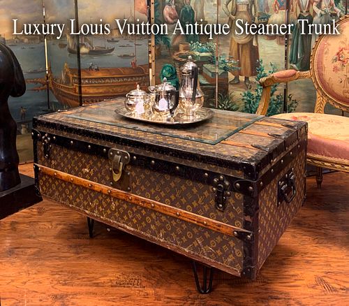Antique Luxury Louis Vuitton Steamer Trunk/Side Table
