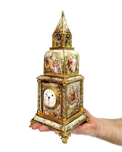 A Large Viennese Enamel Clock