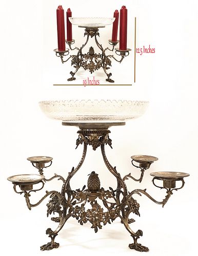 19th C. English Silver Candelabra Centerpiece, Signed