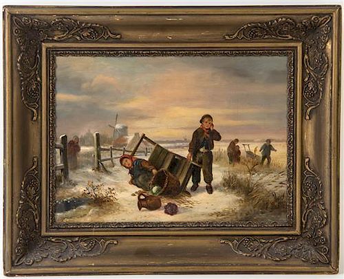 Attributed to Albert Jurardus van Prooijen,, (Dutch, 1834-1898), The Tipped Sled