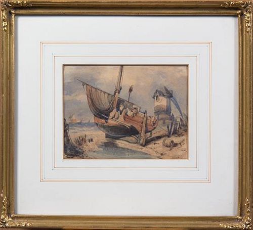 James Duffield Harding, (English, 1798-1863), Beached Fishing Vessel