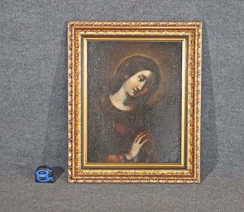 19TH C PAINTING OF THE VIRGIN MARY