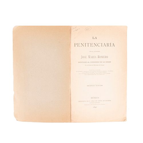 Romero, José María. La Penitenciaría. México: Imprenta de F. Díaz de León, 1892. Segudna edición. 1 tabla y 1 lámina plegadas.