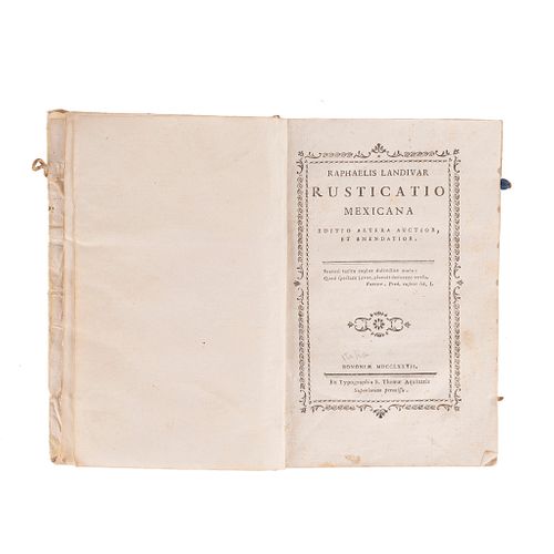 Landivir, Raphaelis. Rusticatio Mexicana. Bononiae: Ex Typographia S. Thomae Aquinatis, 1782. 3 láminas. Segunda edición.