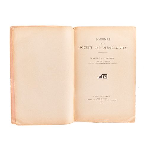 Journal de la Société des Américanistes - Códice Azcatítlan. Paris, 1949.  Texto y Facsimilar. Piezas: 2.