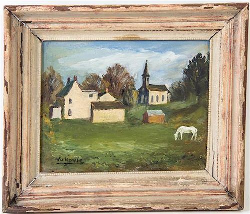 Marko Vukovic, (Czech, 1892-1973), Farm Scene with a Horse