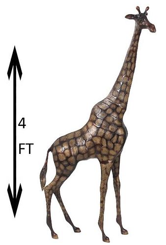 Large Bronze & Brass Giraffe Sculpture