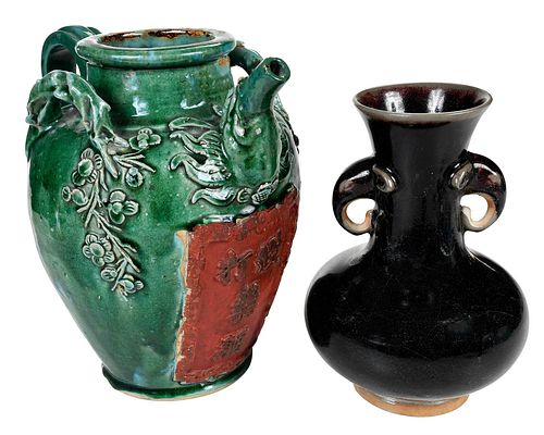 Two Chinese Glazed Vessels