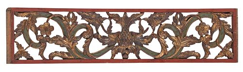 Carved, Painted, and Gilt Wood Door Panel