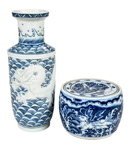 Two Chinese Blue and White Porcelain Items
