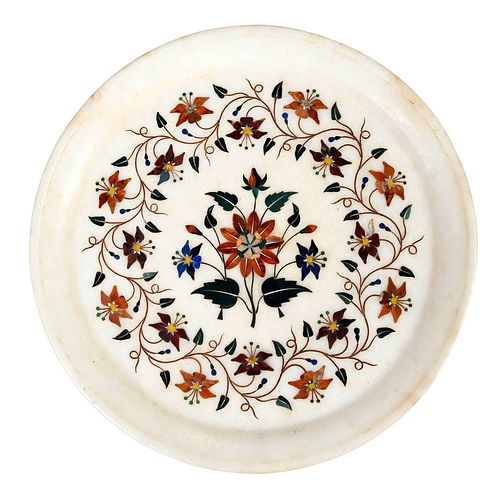 Indo Persian Alabaster Pietra Dura Dish