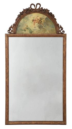 Louis XVI Style Gilt and Painted Trumeau Mirror