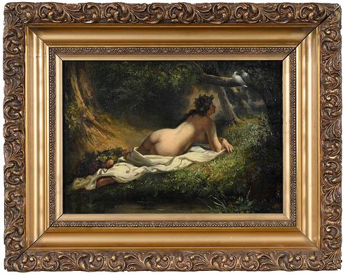 Continental School Landscape Painting with Nude