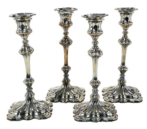 Set of Four Silver Plated Candlesticks