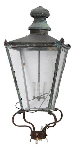Large British Copper and Glass Lantern