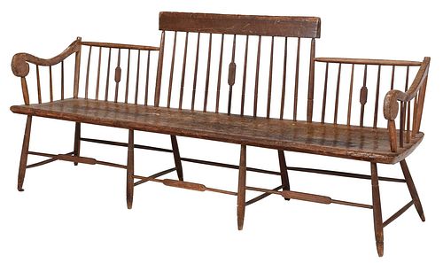 American Faux Bamboo Plank Seat Windsor Bench