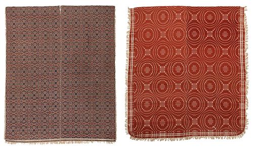 Two American Jacquard Coverlets