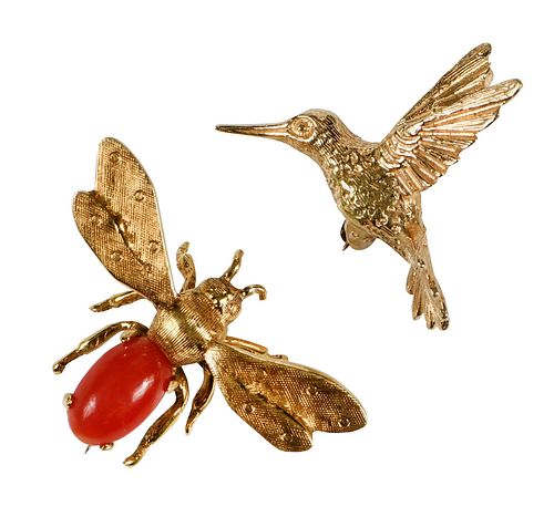 Two Gold Brooches 