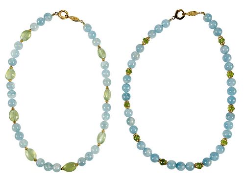 Two 18kt. Gemstone Necklaces 