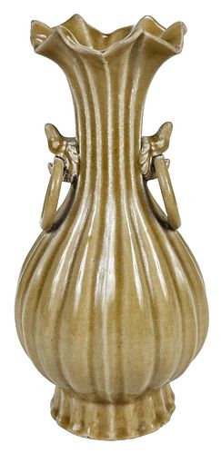 Chinese Celadon Yue Ware 'Lotus Leaf' Vase