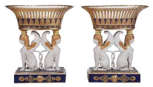 Pair of Sevres Style Figural Corbeilles