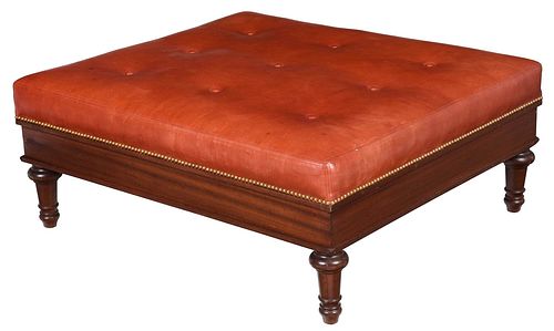 Regency Style Leather Upholstered Ottoman