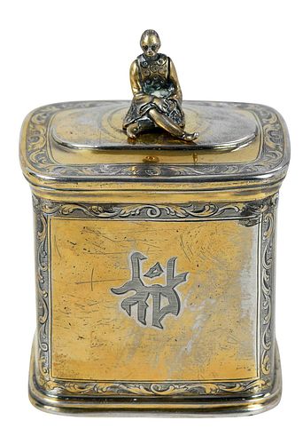 George II Gilt English Silver Tea Caddy