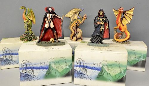 A collection of Tudor Mint Land of the Dragons figures in boxes, comprising, 10, 33, 002, 176, 72, 6