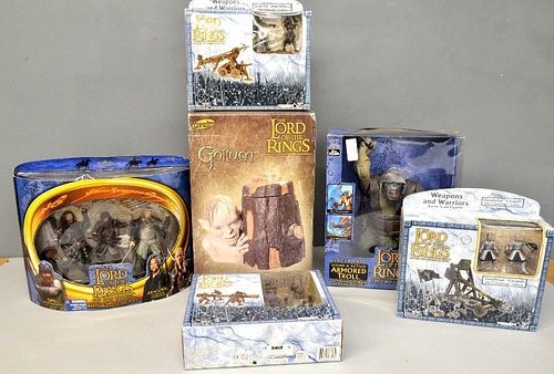Lord of the Rings limited edition cookie jar, an armoured troll, a triple figure set, and three batt