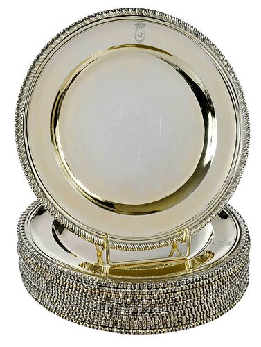 Set of Twelve George III English Silver Plates
