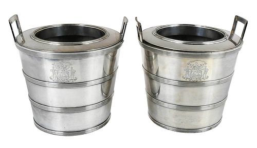 Pair of Old Sheffield Plate Wine Coolers