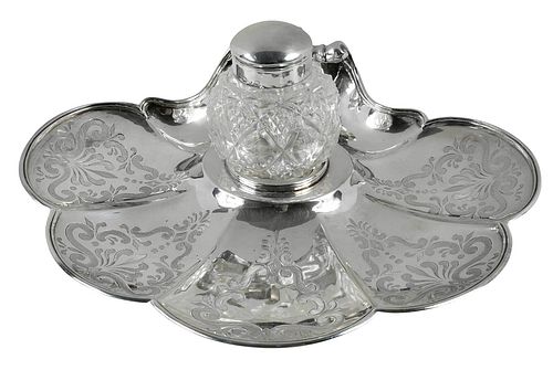 Victorian English Silver Inkwell
