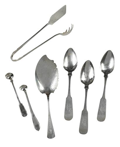 Seven Coin Silver Table Items, Most Southern