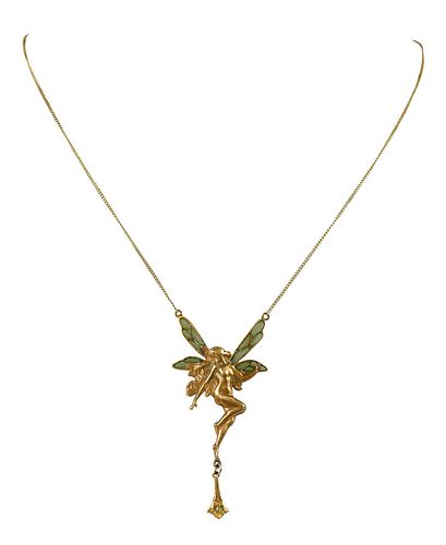 Gold Plique-a-jour Necklace
