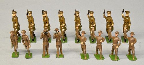 Britains, eight figures throwing hand grenades and another set of eight figures,
