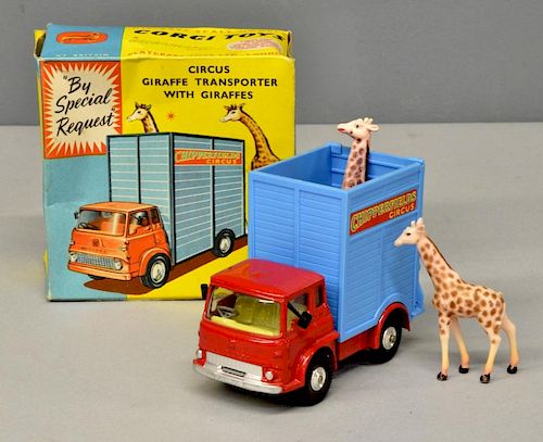 Corgi Toys 503, Chipperfield's Circus giraffe transporter with giraffes, in original box,