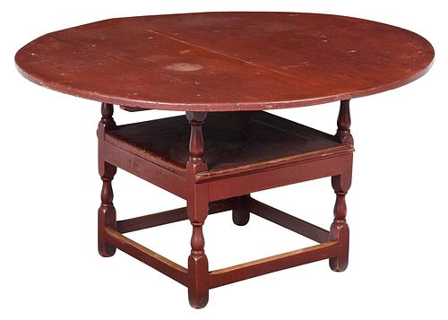 Early American Red Painted Hutch Table