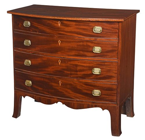 New England Federal Inlaid Mahogany Bowfront Chest