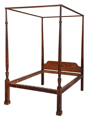 American Federal Tiger Maple Four Poster Bedstead