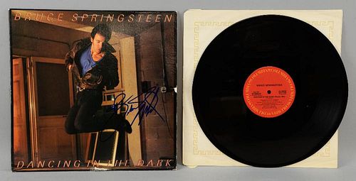 Bruce Springsteen Dancing In The Dark LP, signed to front in blue