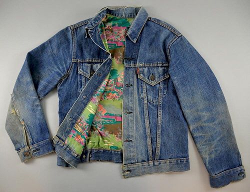 Vintage Levi Denim Jacket linen with 1960's Liberty 'Dove' Silk. This silk was used by Deborah&Clare