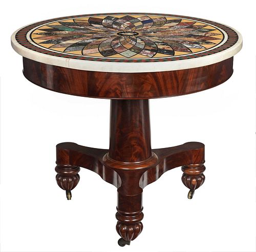 Fine Neoclassical Mahogany Pietra Dura Table