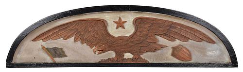 American Folk Art Painted Eagle Decorated Stern Board