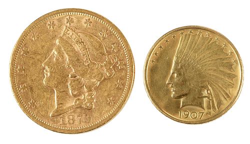 Two Gold Coins: $20 Double Eagle and $10 Eagle 