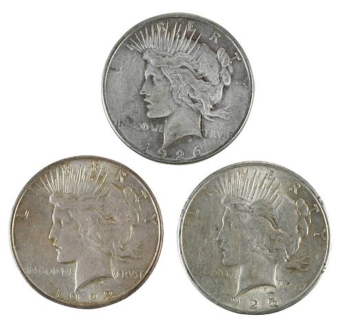Seven Rolls Circulated Peace Dollars 