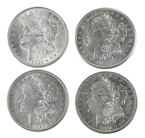 Four Rolls 1921 Morgan Dollars 