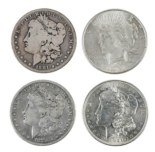 Four Rolls Silver Dollars, Mostly Morgan
