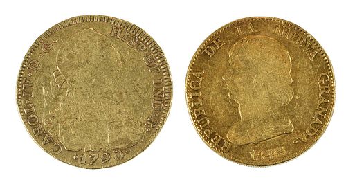 Two Colombian Gold Coins 