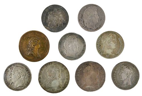 Group of Nine French Coins 
