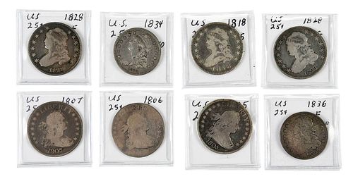Group of Eight Bust Quarters 